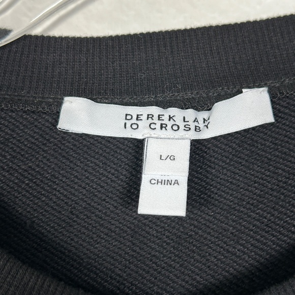 Derek Lam 10 Crosby size L black sweatshirt ostrich feather hem artsy cotton - Picture 10 of 12